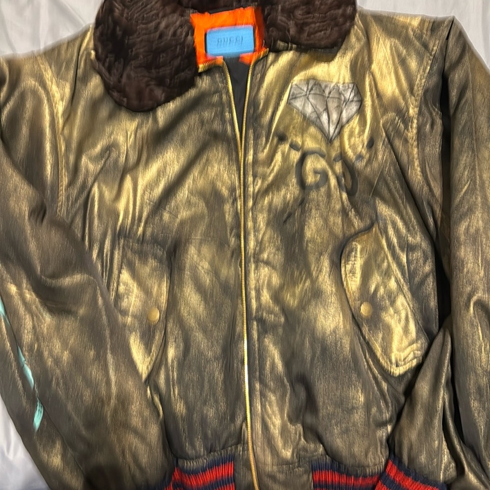 Gucci hand painted ghost shearling Bomber jacket original price 6500